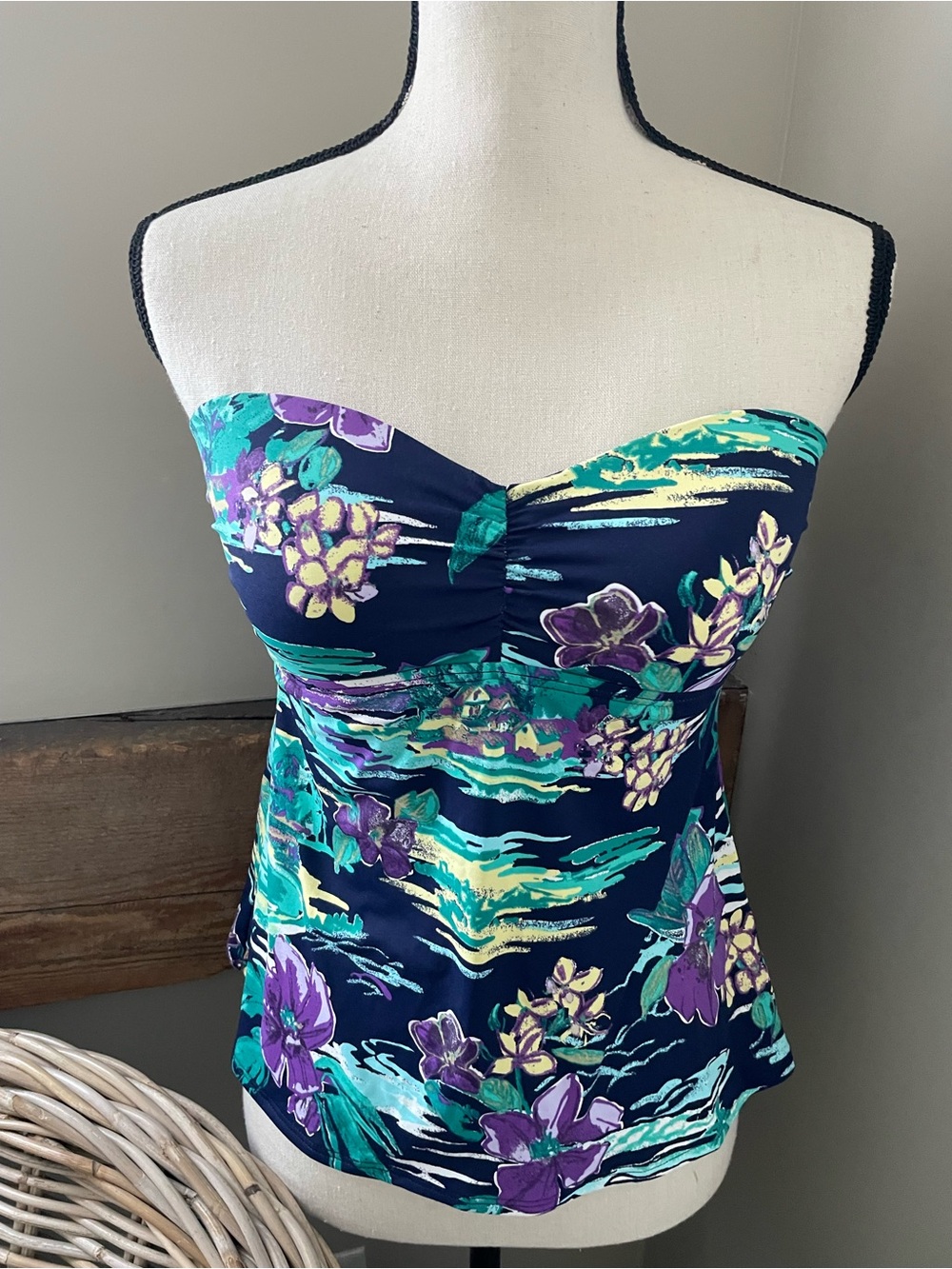 Tommy Bahama Navy Floral Tankini Top